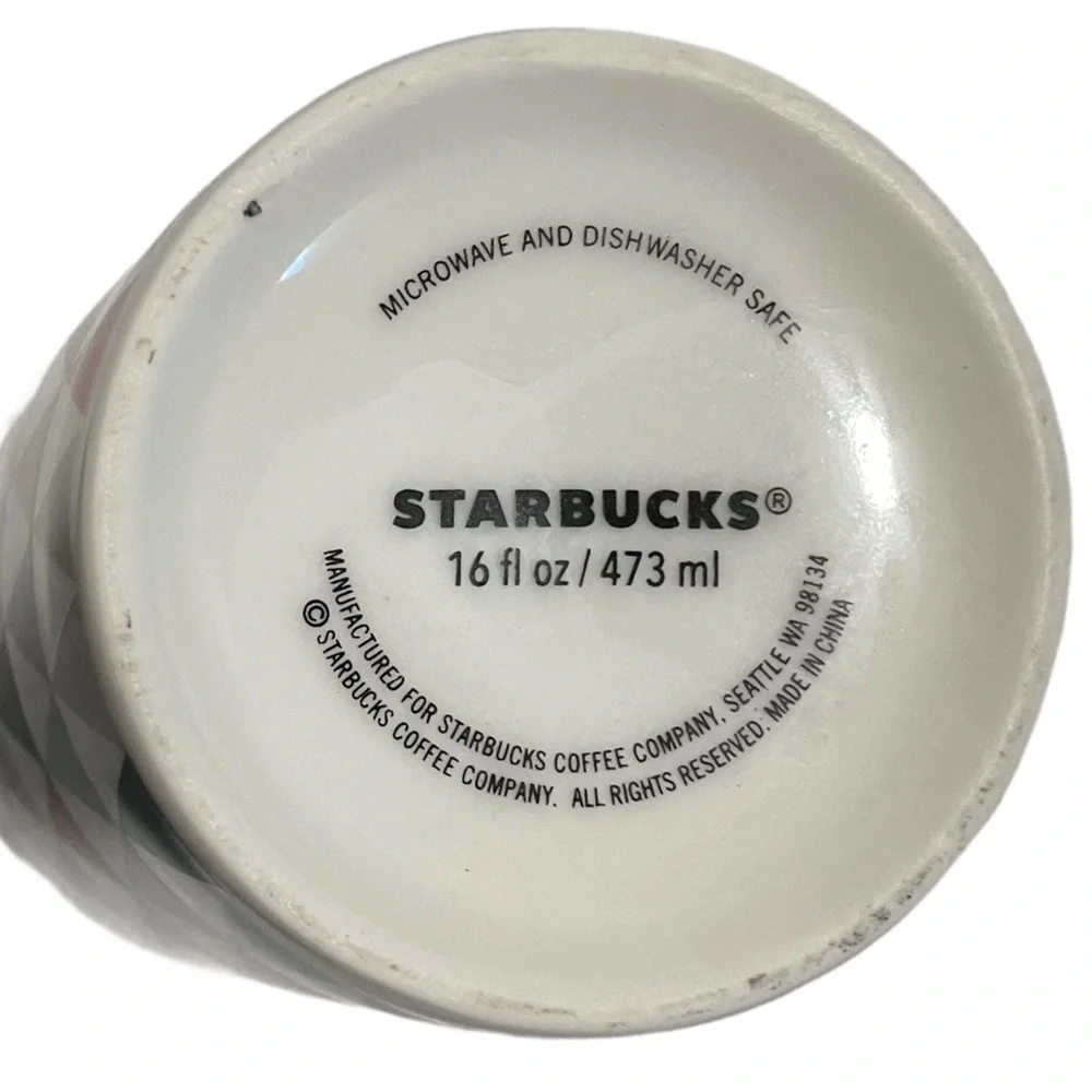 Starbucks Geometric Triangle Tall Mug Set Red Gray White Christmas OS